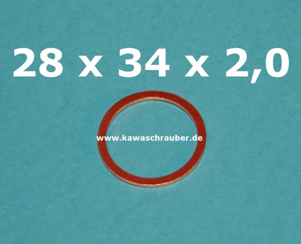 Dichtring Dichtung Kupfer massiv Dresselhaus DIN7603A 28x34x2,0