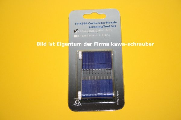 Düsenlehre für Vergaser 20-teilig 0,45 bis 1,5 mm