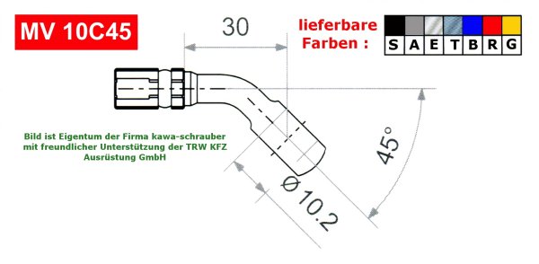 Varioflex Fitting MV10C45 lose diverse Farben incl. Dichtungen (Paar)
