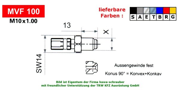 Varioflex Fitting MVF100 zur Festmontage diverse Farben incl. Dichtungen (Paar)