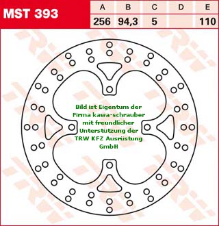 140/125,3/260 MST393 Bremsscheibe von TRW mit ABE