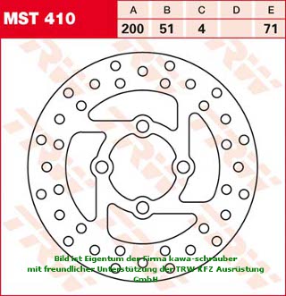 71/51/200 MST410 Bremsscheibe von TRW mit ABE