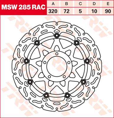 90/72,2/320 MSW285RAC Bremsscheibe von TRW mit ABE