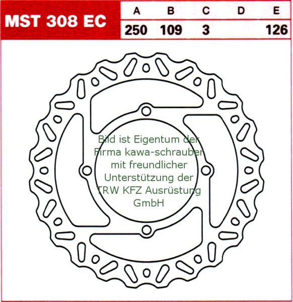 126/109/250 MST308EC Bremsscheibe offroad von TRW mit ABE