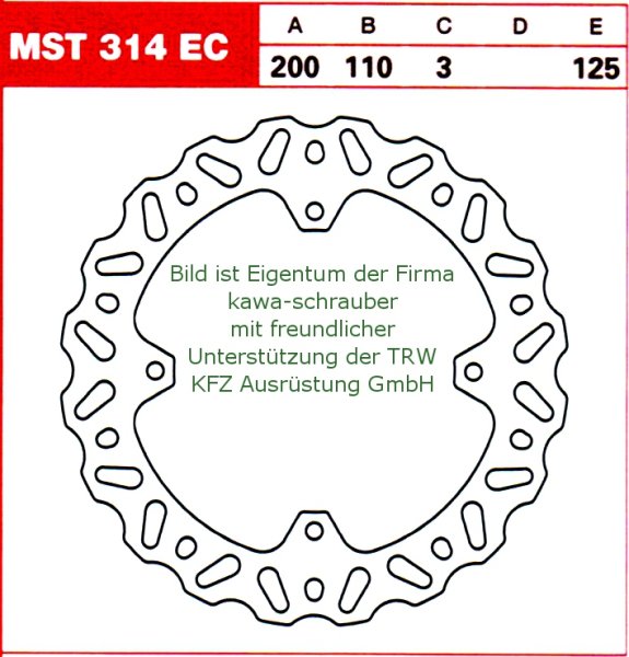 125/110/200 MST314EC Bremsscheibe offroad von TRW mit ABE