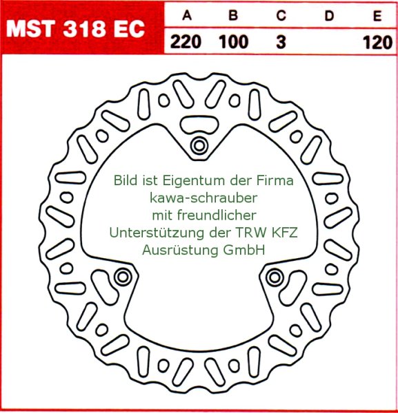 120/100/220 MST318EC Bremsscheibe offroad von TRW mit ABE