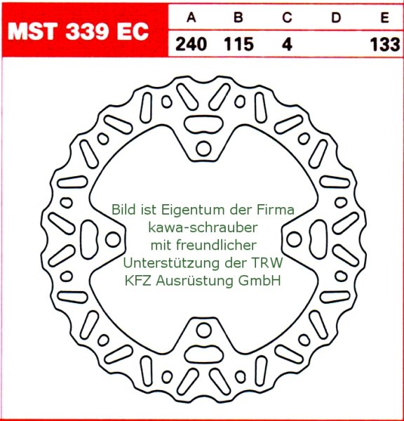 133/115/240 MST339EC Bremsscheibe offroad von TRW mit ABE