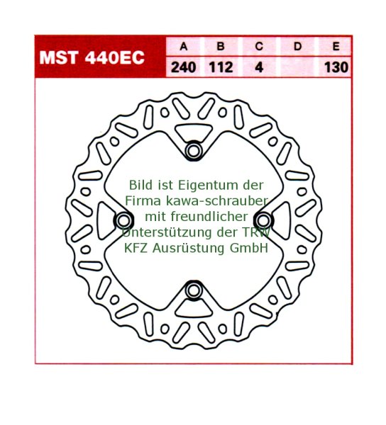 Bremsscheibe hinten von TRW mit ABE für Husqvarna TE449 Baujahre ab 2011