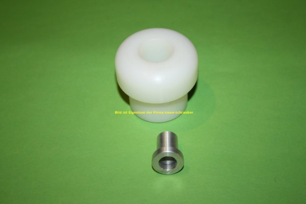 Qualitäts- Sturzpad / Crashpad Polyamid weiß pilzform 55x60mm Buchse innen wird lose mitgeliefert