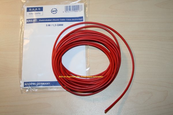 5 Meter Kabel Elektrokabel für Kfz bis maximal 24 Volt 1,5 mm rot