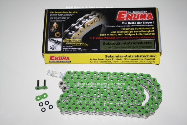 ENUMA Antriebskette Kette 530MVXZ-2 Farbe grün gruen mit X-Quad-Ringen super verstärkt