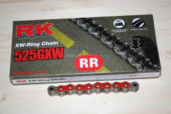 RK racing chain Antriebskette Kette 525GXW RR 525 GXW RR XW-Ring Profi-Motorradkette rennsporttauglich Farbe rot