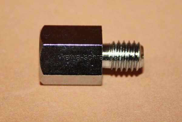 Spiegeladapter silber von Loch M8 Rechtsgewinde auf Bolzen M8 Linksgewinde