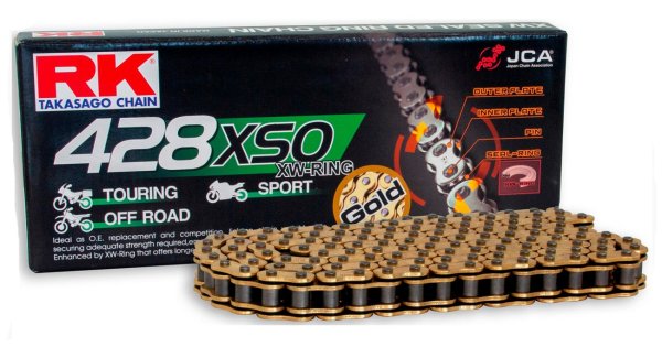 RK chain Antriebskette Kette GB428XSO X-Ring Profi-Motorradkette Farbe gold