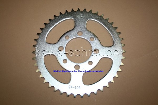 Kettenblatt / Ritzel hinten 43 Zähne Kawasaki KLX110 (geänderte Übersetzung)