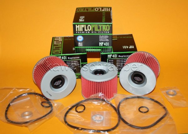 3x HF401 HiFloFiltro Ölfilter im Sparpaket inclusive Dichtung Ablassschraube