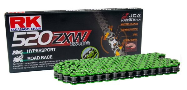 RK racing chain Antriebskette Kette 520ZXW Profi-Motorradkette rennsporttauglich Farbe gruen