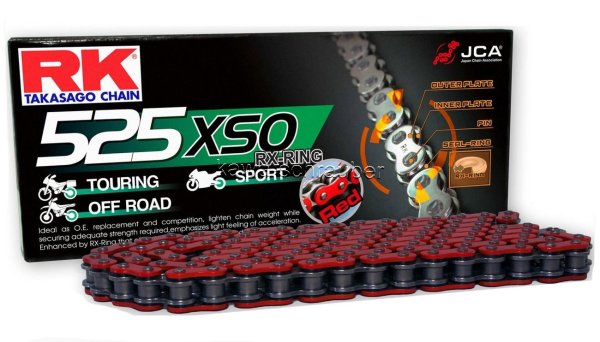 RK chain Antriebskette Kette 525XSO X-Ring Motorradkette rot