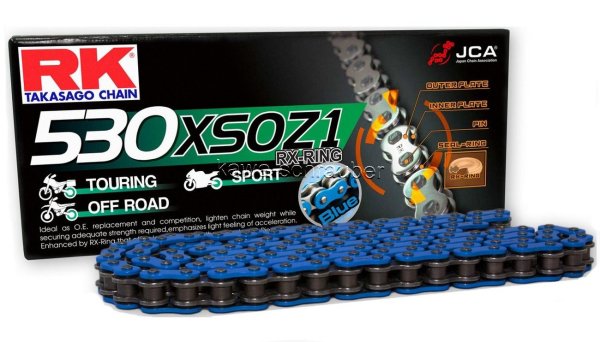 RK chain Kette 530XSOZ1 530XSO X-Ring Motorradkette Farbe blau