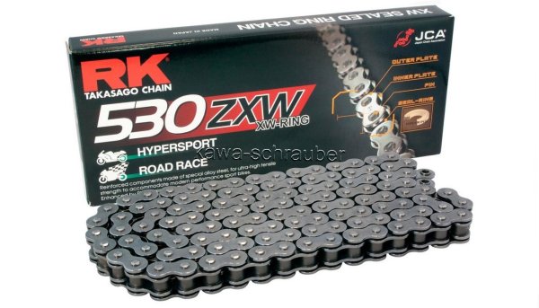 RK racing chain Antriebskette Kette 530ZXW XW-Ring Profi-Motorradkette rennsporttauglich Standardfarbe